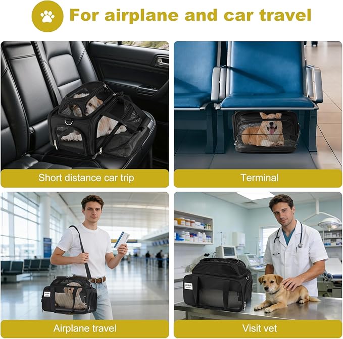 17x11x9.5 Alaska Hawaiian Southwest Airline Approved top and 1 Side Expandable pet Carrier for Extra-Small Dog/Small cat up to 5 lbs