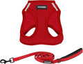 Best Pet Supplies Voyager Step-in Air All Weather Mesh Harness and Reflective Dog 5 ft Leash Combo with Neoprene Handle, for Small, Medium and Large Breed Puppies - Set (Red), M (Chest: 16-18")