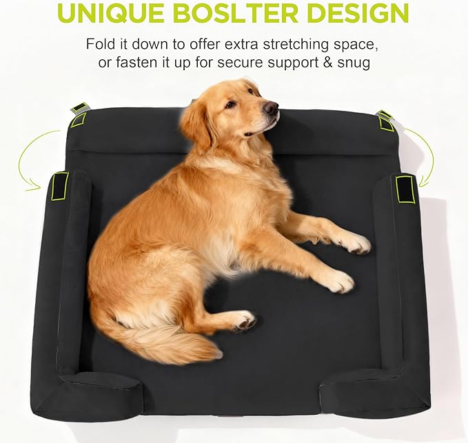Extra Large Dog Bed, Orthopedic XL Washable Bed for Big Dog Waterproof Pet Couch Sofa Bolster with Removable Cover, Non-Slip Bottom, Tennis Ball Toy, 42x30