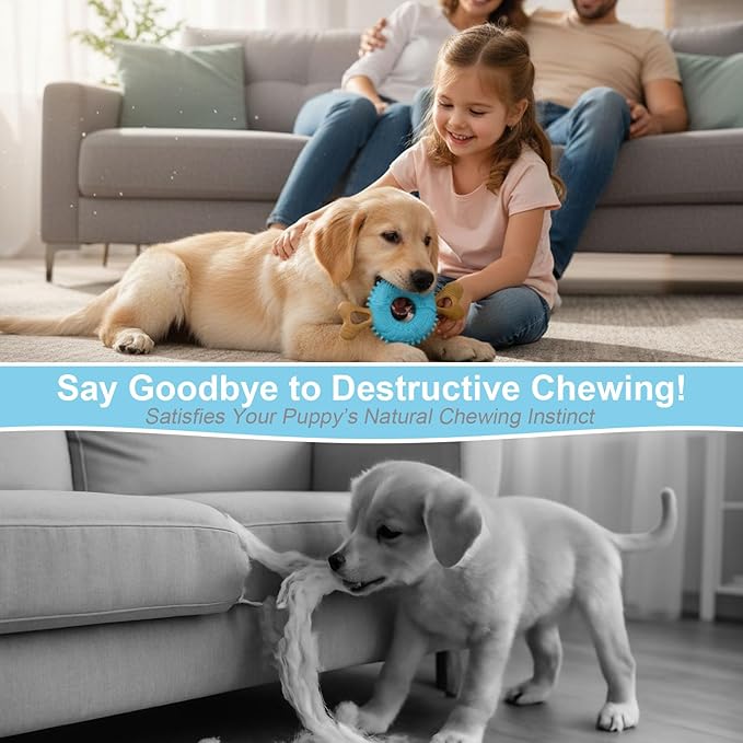 Dog Chew Toys, Indestructible Dog Toys for Aggressive Chewers - Small & Medium Breed, Durable Rubber Chew Bone Toy for Small Dogs, Tough Tire Dog Toy, Puppy toys for Teething, Anxiety & to Keep Busy