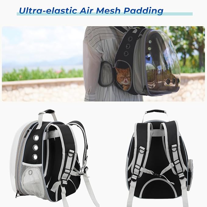 Lollimeow Cat Carrier Backpack, Expandable Bubble Pet Carrier for Cats and Small Dogs, Airline Approved Travel Backpack for Hiking, Walking & Outdoor Adventures - Supports up to 16 lbs