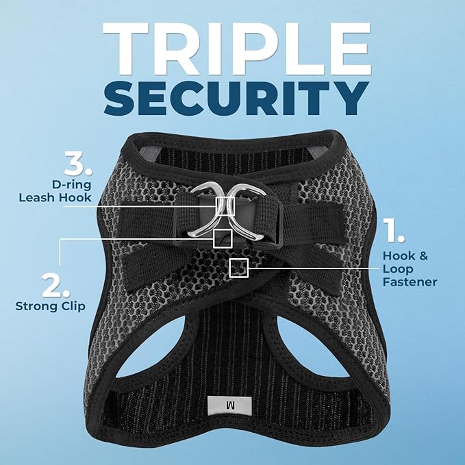 Best Pet Supplies - All Weather Mesh/Plush, Reflective, No Pull Harness for Small, Medium Dogs, Cats - Secure with Hook & Loop Fastener, Buckle, Double D-Rings - Gray 2-Tone, XS
