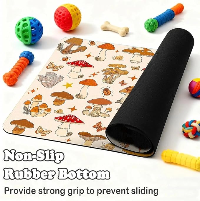 Dog Food Mat for Pet Cat Food Mat, Mushroom Absorbent Quick Dry Dog Bowl Mats for Food and Water, Non-Slip Cat Pet Feeding Mats for Floor Placemats 12"x20"