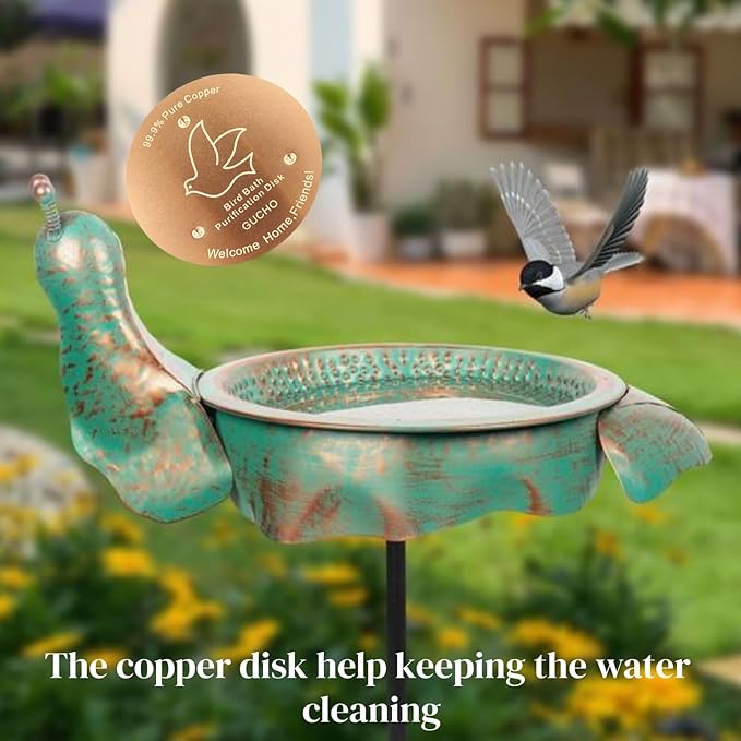 GUCHO Bird Bath Copper Disk,Bird Bath Purification Disk,0.6mm Thickness 99.99% Pure Copper for Physical Safe Water Cleaning All-Seasons,Universal Fit for Outdoor Backyard Birdbaths Bowl