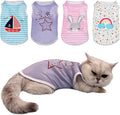 4Pcs Dog & Cat Shirts - Polka Dot & Stripe Sleeveless T-Shirts, Soft Breathable Pet Vests for Small to Medium Dogs & Cats