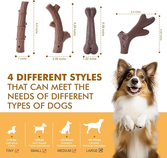 4 Pack Durable Dog Chew Toys for Aggressive Chewers-Puppy Teething Toys, Long-Lasting Dog Bones for Small & Medium Breeds-Indestructible Chew Toys for Dogs to Keep Them Busy & Support Dental Health