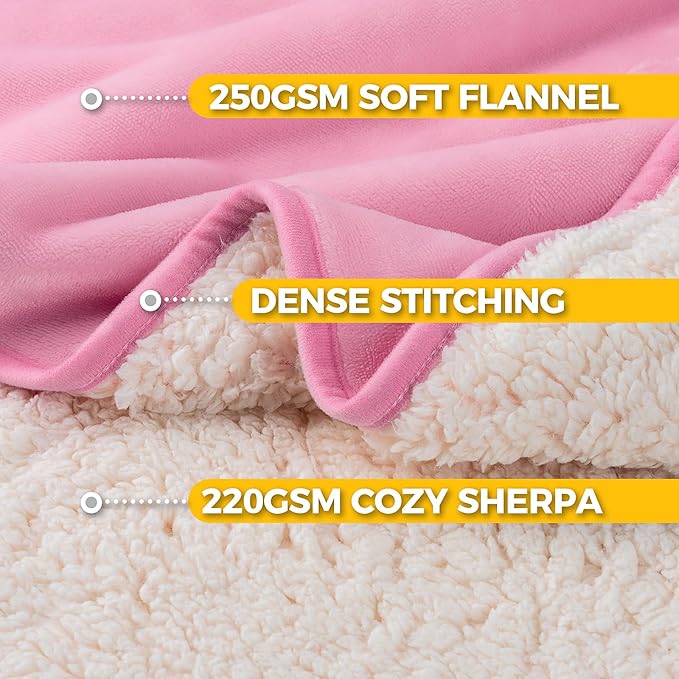 Sunheir Waterproof Dog Blankets for Small Dogs - Puppy Blanket Washable for Couch Protection, Soft Sherpa Fleece Cat Throw Blanket to Prevent Urine Leaks & Protects Furniture, 25"X 35", Pink