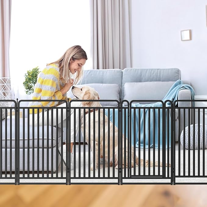 New Thickened Version Dog Playpen, 40 Inch Dog Fences for The Yard, Portable Outdoor Dog Playpen for Large/Medium/Small Dogs, Foldable Metal Dog playpen, with Doors (24 Panels, 40 Inch)
