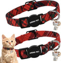 ARING PET 2 Pack Christmas Cat Collars-Cute Cat Collar Breakaway with Bell&Pendant, Adjustable Christmas Plaid Kitten Collars with Safety Buckle for Girl and Boy Cats