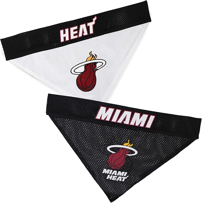 Pets First NBA Dog Bandana - Miami Heat Reversible Pet Bandana. 2 Sided Home & Away Sports Bandana with a PREMIUM Embroidery TEAM Logo, Large/X-Large