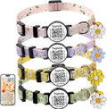 4 PCS Cute Flower Cat Collar with QR Code ID, 4-Pack Safety Breakaway Kitten Collars Set with Bell, Adjustable Gift for Cat Lovers