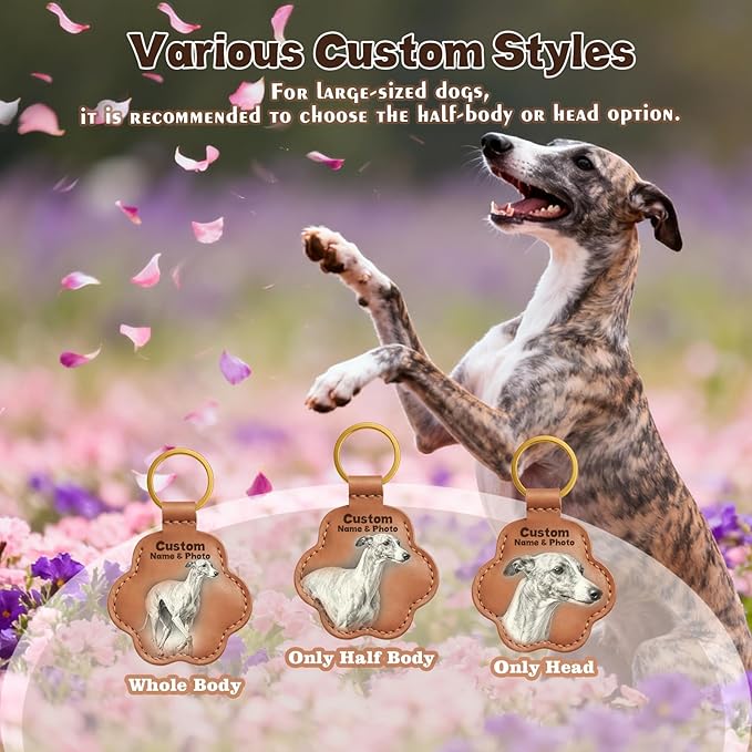 Personalized Pet Memorial Gifts for Dogs, Custom Name Paw Shaped Leather Keychain, Dog Fur Keepsake for Bag or Key