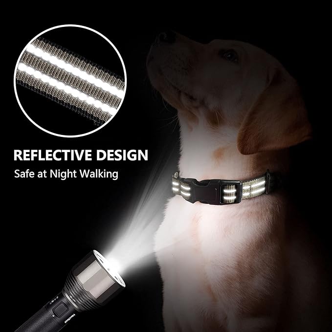 Martingale Dog Collar, Adjustable Nylon Reflective Collar with Buckle No Pull Dog Collar for Small Medium Large Dogs (Army Green M)