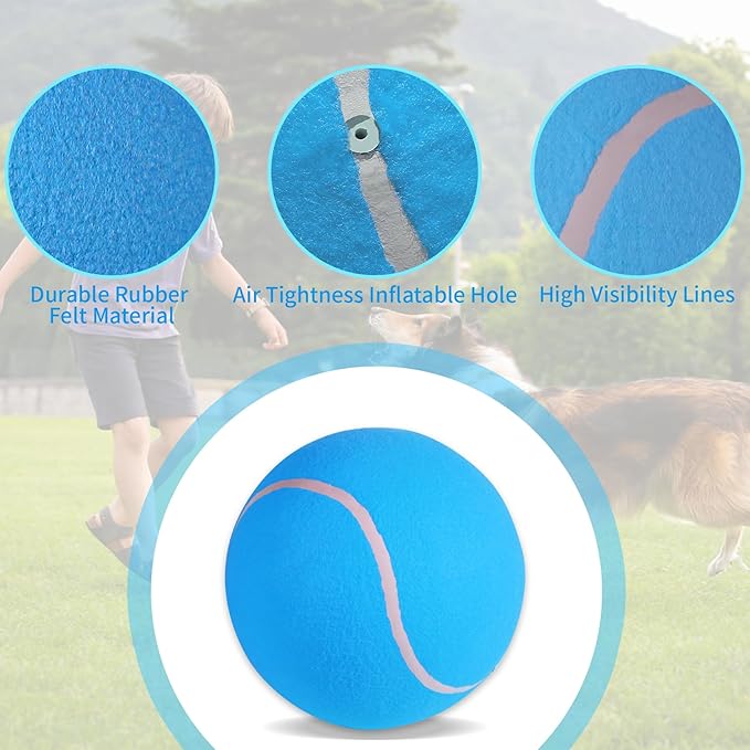 susu & wuwu Giant Tennis Ball for Dogs Yellow Big Tennis Ball for Dog Birthday Gift 9.5" Pet Toy Balls for Small/Medium/Large Dogs