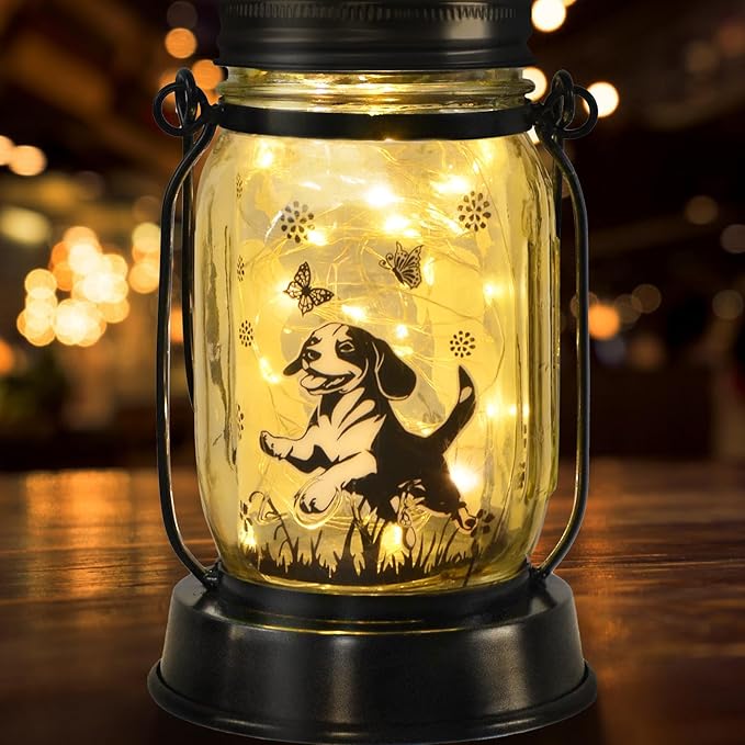 Beagle Gifts for Women/Men Beagle Solar Lanterns Dog Mom Birthday Dog Lovers Lantern Pet Loss Pet Memorial Lights Solar Garden Decoration Outside for Yard, Patio,Backyard,Porch