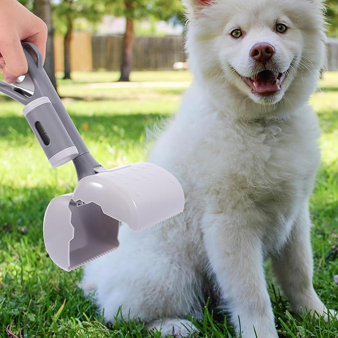 Toyvian Heavy Duty Pooper Scooper for Large Dogs with Long Handle Portable Dog Poop Picker Waste Scoop Tool for Outdoor Pet Cleanup Gray