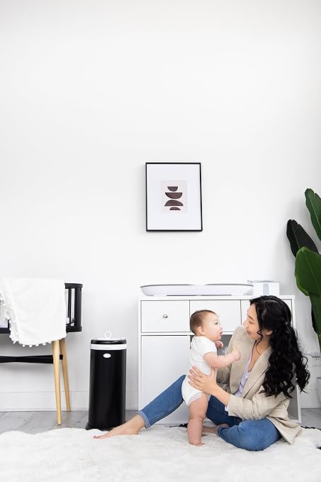Ubbi Steel Diaper Pail, Odor Locking, No Special Bag Required, Award-Winning, Registry Must-Have, Matte Black