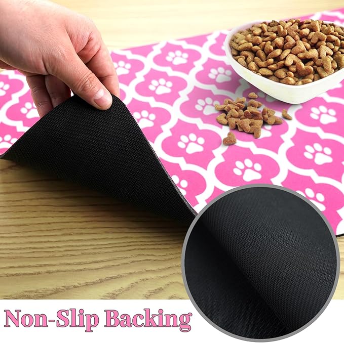 Dog Food Mat 12X20 Inch Pet Feeding Absorbent Mats for Floor Cat Water Bowl Placemats Non-Slip Washable Dog Mat for Food and Water