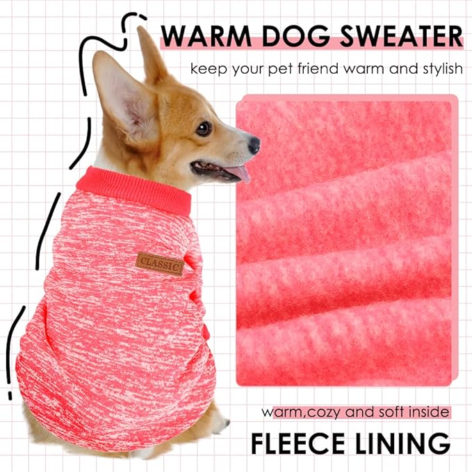 2 Pcs Dog Sweaters for Small Dogs Girl Boy Winter Fleece Clothes Warm Soft Dog Sweatshirt Outfit for Dogs Cats Pet Apparel