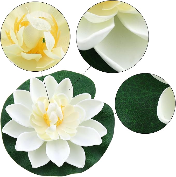 2PCS 10CM/3.94Inch Birdbath Fountain Accessory Lotus Leaf Flower Floating Spray Garden Supply Lotus Decoration Faux Artificial Lotus Flower for Garden Pond and Swimming Pool Decoration