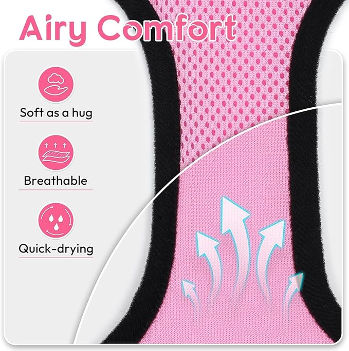 Dooradar Cat Harness and Leash Set, Escape Proof Safe Adjustable Kitten Vest Harnesses for Walking, Easy Control Soft Breathable Mesh Jacket with Reflective Strips for Cats, Pink, XXS