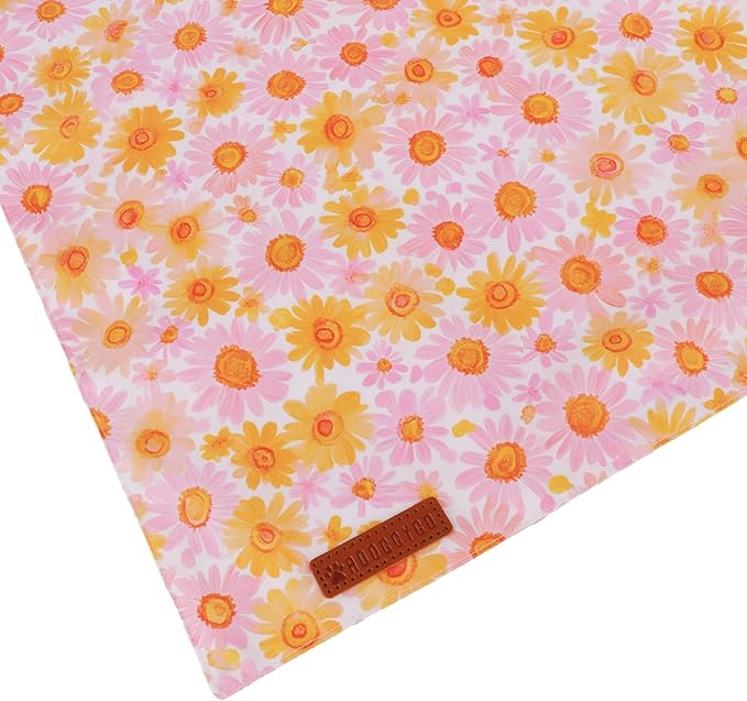 ADOGGYGO Floral Dog Bandanas 2 Pack, Daisy Flower Puppy Scarf, Premium Fabric, Adjustable Fit Spring Summer Floral Bandanas for Small Dogs (Small)