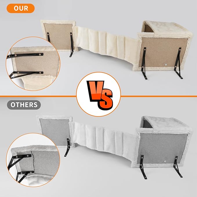 Cat Wall Shelves, Multi-Level Cat Climbing Furniture, Space-Saving Wall-Mounted Cat Climber Set with Perches,Bridge,Hammock,Scratching Board & Ball for Indoor Cat Play (Beige)