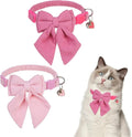 SCENEREAL Cat Collar with Bell & Stylish Bowtie, Pink Breakaway Cat Collars Accessories for Boy Girl Small Cats, Holiday Kitten Costumes for Female Male Pets