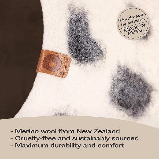 MEOWFIA Cat Cave – Premium Felt Cat Bed for Indoor Cats, Handmade Merino Wool (Snow Leopard, Large)