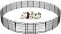 Dog Fence Outdoor 24 Piece Panels 32" Height, Square Steel Pipe with Reinforced Crossbars, Anti-Rust Heavy Duty Dog Playpen with Doors Portable for Yard RV Camping, Total 54FT, 227 Sq.ft, Snowy Black