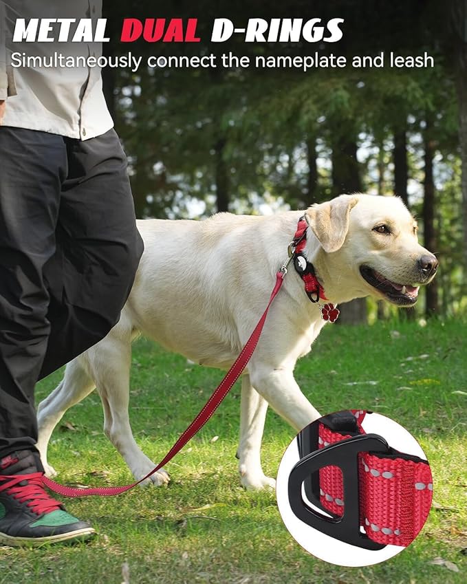 Joytale Airtag Dog Collar, Reflective Pet Collar with Waterproof AirTag Holder, Dual D-Rings, Soft Padded Adjustable for Extra Small and Puppy Dogs, Red, XS