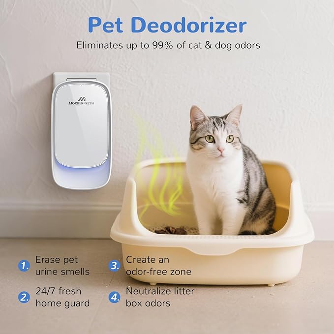 Air Ionizers, Plug in Negative Ion Air Purifier, Pet Odor Eliminator for Dogs/Cats, Ozone Free Quiet Air Freshener for Small Spaces/Cat Litter Room, Kitchen, Smoke Dust, Mini Air Cleaner