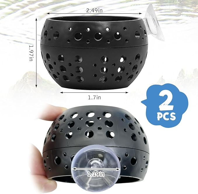 Fhiny Betta Tunnel, 2 PCS Aquarium Fish Hideout with Suction Cup Tank Tunnel Shrimp Cave Aquarium Ornament Fish Tank Accessories for Shrimp Betta Guppy Hiding Resting (Black)