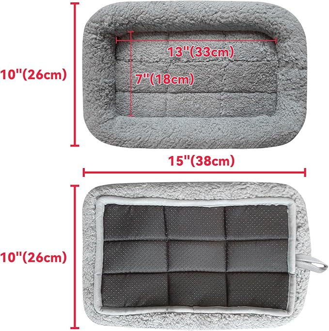 Enjoying Cat Mat Bed 10" x 15" Pet Bed with Pillow Around for Puppy Kitten Curled Sleeping Beds for Carrier/Crate Small Dog Cushion, Anti Skid Bottom, Small