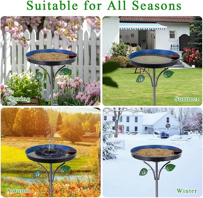 DREAMSOUL Vintage Bird Bath with Vivid Leaves, 38 Inch Tall Birdbath with Stake, Metal Freestanding Bird Bath for Outside Garden Yard Decor