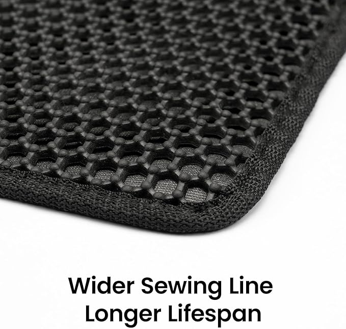 Cat Litter Mat Compact Size 23.6"x14.6" for Small Spaces, Upgrade Waterproof Leakproof Back Layer, Honeycomb Trapping Mat, Washable, Easy to Clean, Scatter Control Kitty Litter Matt, Black