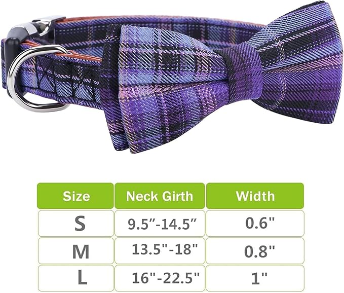 Faleela Soft &Comfy Bowtie Dog Collar,Detachable and Adjustable Bow Tie Collar,for Small Medium Large Pet (Purple, Small (Pack of 1))