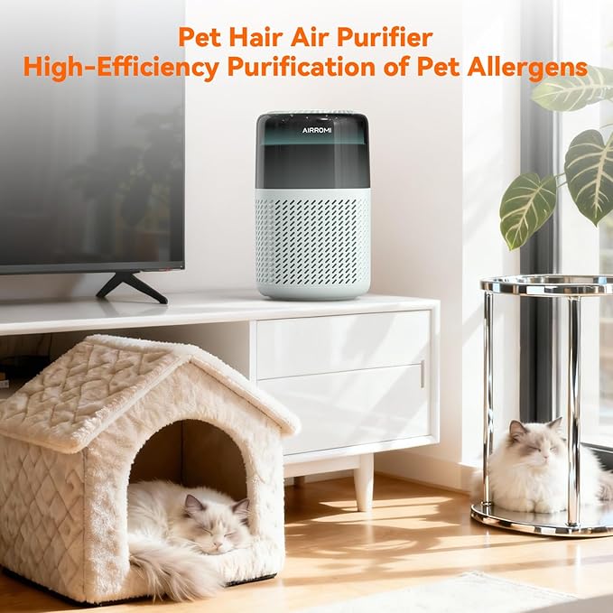AIRROMI HEPA Air Purifier for Bedroom&Home,Pet Air Purifier for Home Pets,Removes Pet Odor,Cat Litter Smell,Dust,Smoke&Allergies,Quiet Room Air Purifier with Scents,360°Air Cleaner,A2005 Turquoise