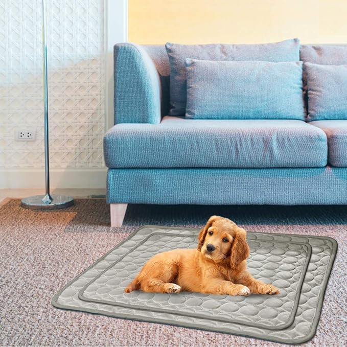 Washable Dog Cooling Mat Ice Silk Cooling Mat for Dogs Pet Self Cooling Pad Blanket Dog Cooling Pad for Indoor & Outdoor Car Seats (Grey, 40x28 in)