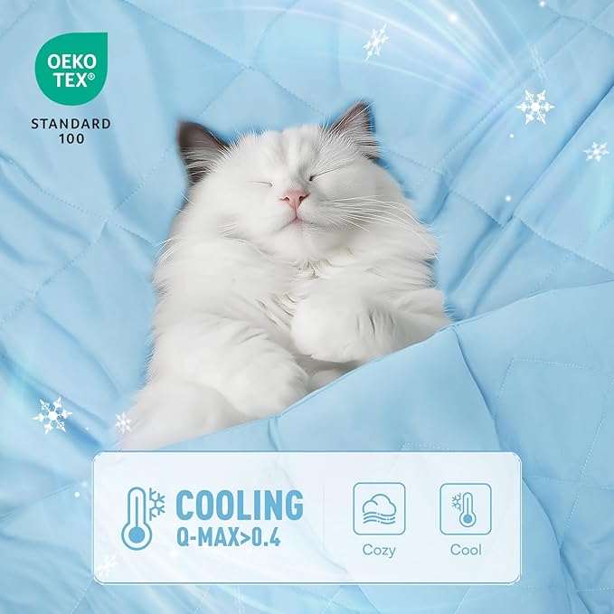 Luciphia Premium Cooling Dog Blanket for Small Medium Dogs Q-max>0.4 Washable Self-Cooling Cat Pet Mat Puppy Breathble Calming Throw for Beds Couches (Blue,29x40 inches)
