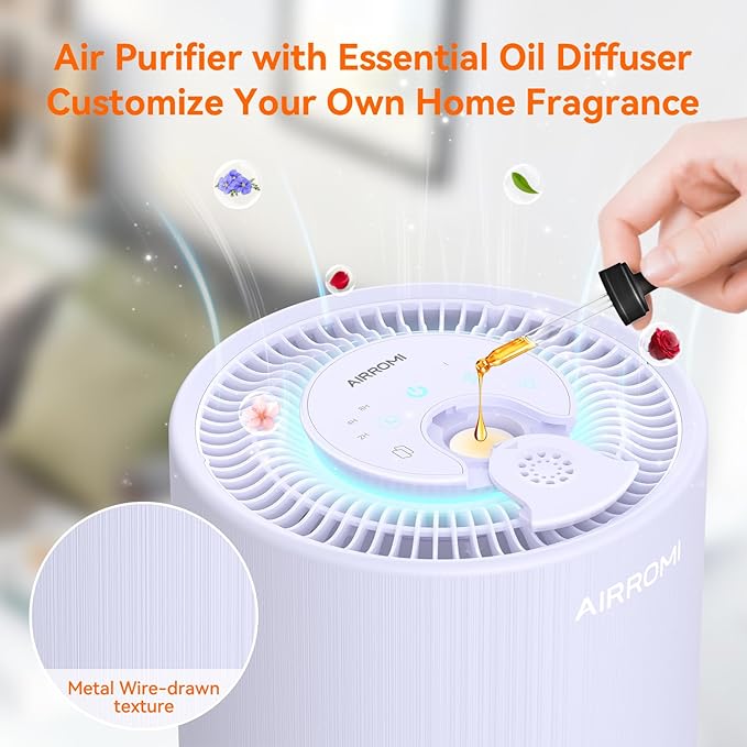AIRROMI Air Purifier for Bedroom with A2001 Lavender Purple