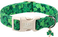 St. Patrick's Day Dog Collar, UP URARA PUP Shamrock Adjustable Pet Collar with Quick Release, St. Patrick's Day Dog Accessories for Small Medium Large Dogs
