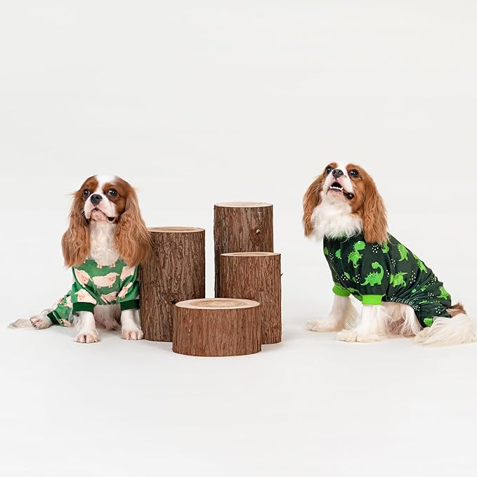 Fitwarm Funny Sheep Dog Pajamas, Warm Winter Dog Clothes for Small Dogs Boy Girl, Cozy Pet Onesie with Feet, Green, White, XXL
