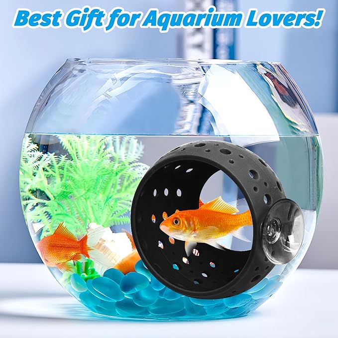 Fhiny Betta Tunnel, Aquarium Fish Hideout with Suction Cup - Shrimp Cave Aquarium Decor for Small Fish, Shrimp, Guppy Hiding & Resting (Black)
