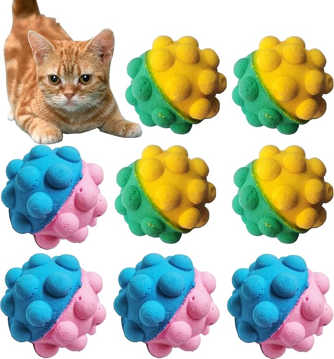 Cat Golf Balls for Indoor Kitten Toys - Interactive Sponge Foam Soccer Balls (Protrusion)