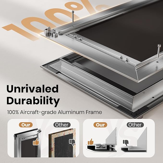 All Aluminum Dog Door, Rust Proof Heavy Duty Large Dog Door for Exterior Doors, Doggy Door with 2 Magnetic Flaps, Energy Efficient, Closing Panel, Pet Door for Pets Up to 110Lb