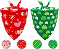 Valentine's & St. Patrick's Day Dog Bandana Set 2PCS-XLarge,Holiday Party Costumes,Pet Scarves for Boys and Girls,Dog Outfit Gifts for XLarge Dogs,Diverse Festive Styles