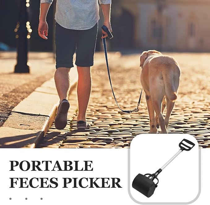NUOBESTY Long Handle Pet Poop Scoop and Dog Litter Picker, Black Plastic Outdoor Pet Waste Cleaning Tool for Dogs and Cats, Lightweight Pooper Scooper for Yard and Travel Use Random Color