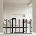 WAOWAO Baby Gate 57.48-62.20" Extra Wide Pressure Mounted Walk Through Swing Auto Close Safety Black Metal Toddler Kids Child Dog Pet Puppy for Stairs,Doorways,Kitchen