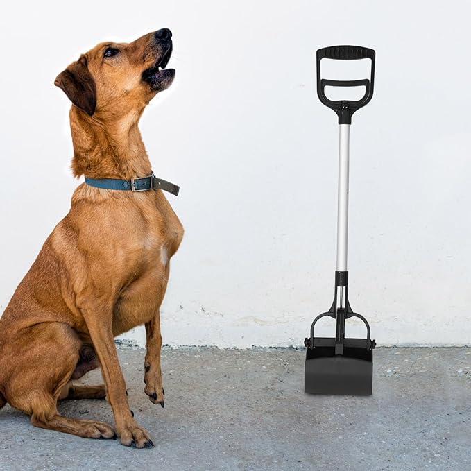 Pet Poop Picker with Long Handle, Black Dog Pooper Scooper, Portable Pet Waste Cleaning Tool for Outdoor Use Random Color